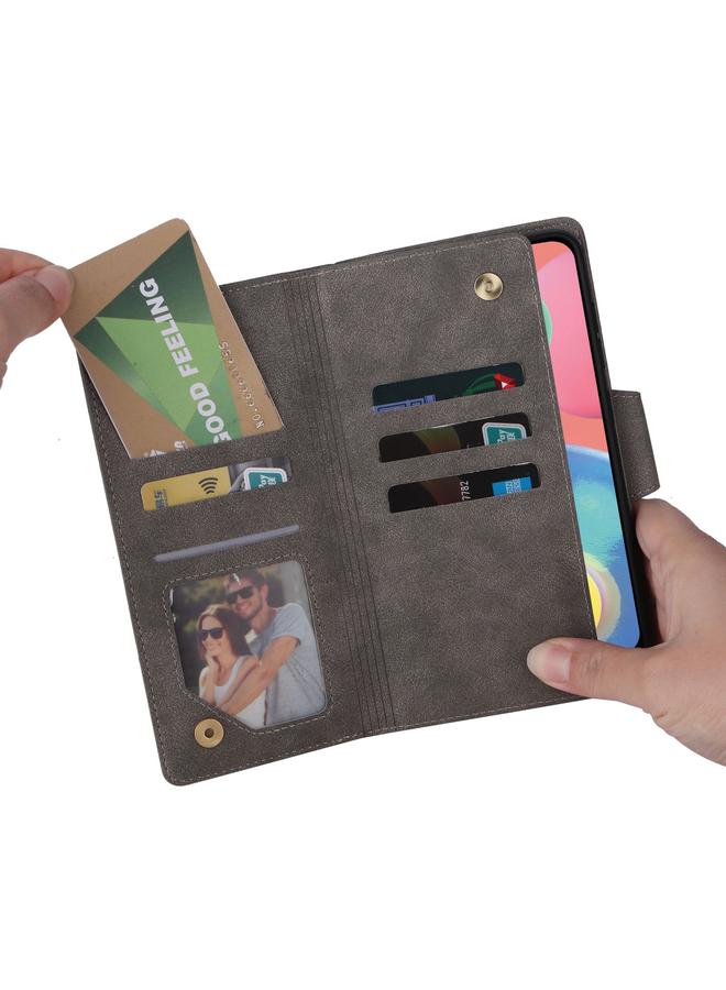 S-TOP Case For Samsung Galaxy A70/A70S Rivet Buckle 9 Cards Three Fold Leather Phone Case - Image 5