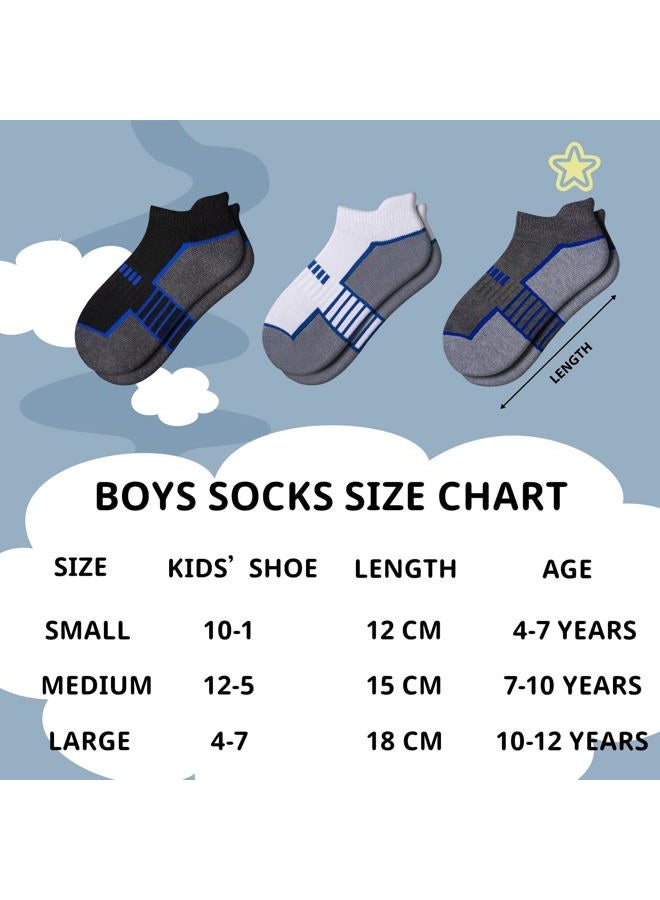 Comfoex 12 Pairs Boys Socks Ankle Low Cut Socks Athletic Half Cushioned Short Socks For Kids 4-6 6-8 8-10 Years Old - Image 2
