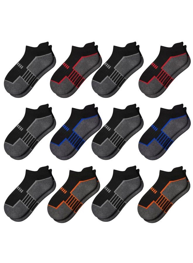 Comfoex 12 Pairs Boys Socks Ankle Low Cut Socks Athletic Half Cushioned Short Socks For Kids 4-6 6-8 8-10 Years Old - Image 1