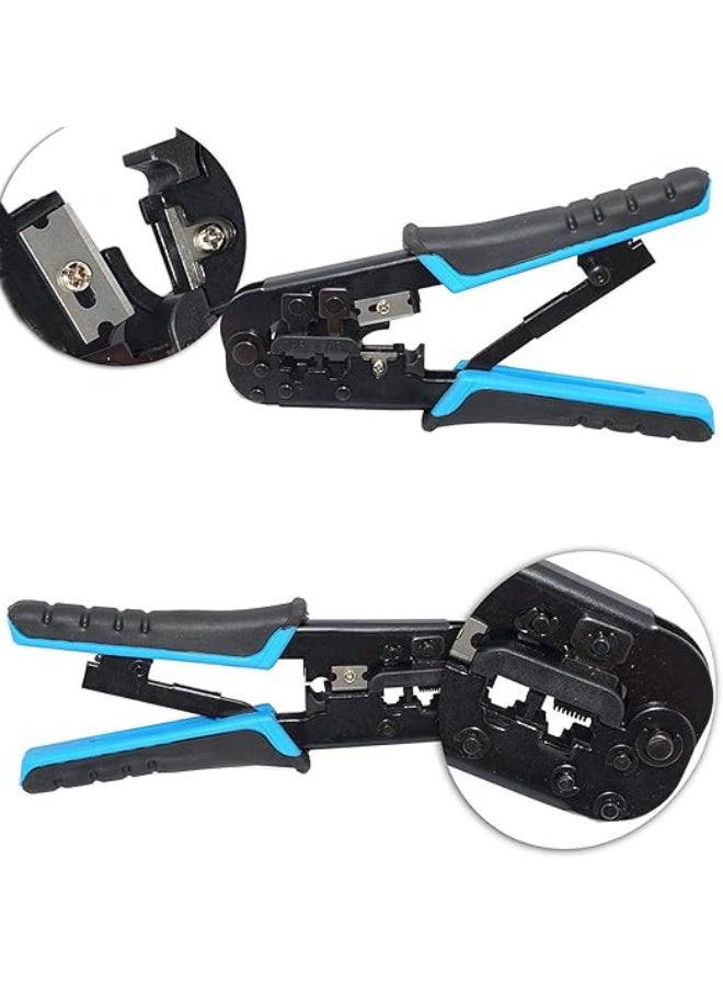 Terabyte Dual Modular Network RJ45 RJ11 RJ12 Crimping Tool, Network Cable Cutting Stripping Crimper/Wire Stripper/Wire Cutter, for RJ45, RJ12 RJ11 8P/6P/4P /CAT5/CAT5e/CAT6/CAT6A All in One - Image 4