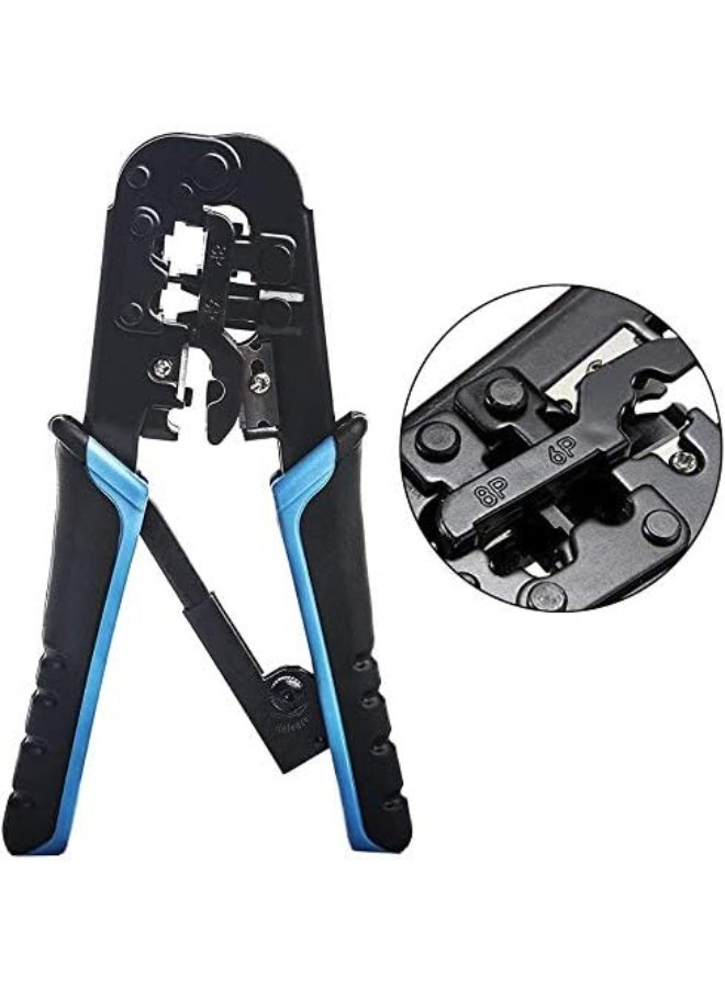 Terabyte Dual Modular Network RJ45 RJ11 RJ12 Crimping Tool, Network Cable Cutting Stripping Crimper/Wire Stripper/Wire Cutter, for RJ45, RJ12 RJ11 8P/6P/4P /CAT5/CAT5e/CAT6/CAT6A All in One - Image 2