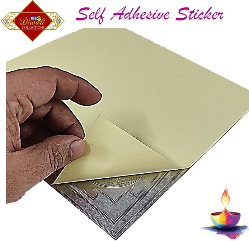 Uniq Diwali 3D Gold Foil Plated Self Adhesive A4/Medium Size - with Kuber Shri Ganesh Lakshmi Saraswati for Wealth/Power/Money/Prosperity/Knowledge/Skills. - Image 4