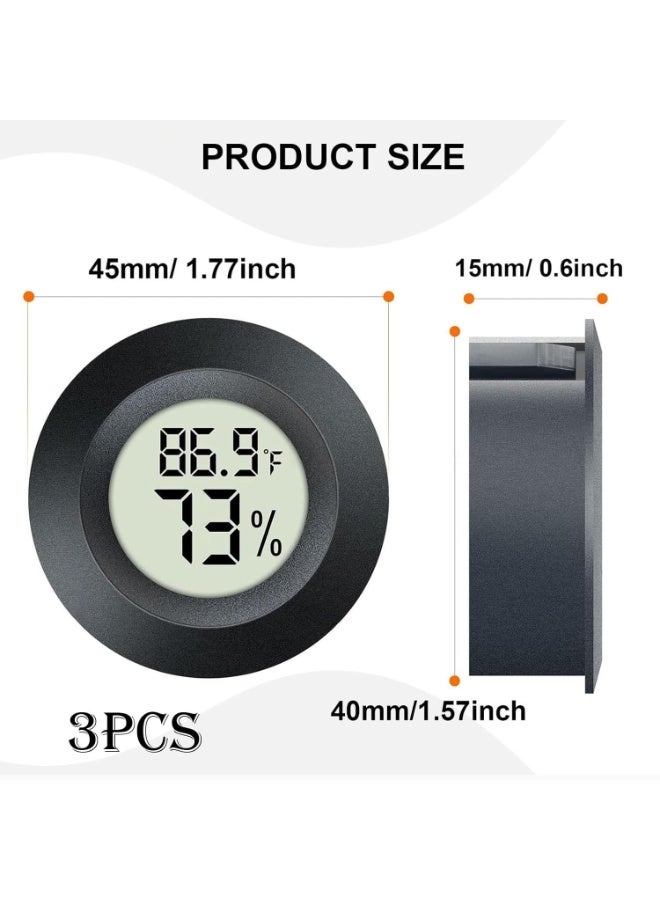 Y&D 3 قطع مقياس حرارة ورطوبة، مقياس حرارة رقمي، مقياس حرارة ورطوبة، مقياس حرارة داخلي، مقياس رطوبة لبيت الزراعة وغرفة الأطفال وحاضنات الزواحف ومكيفات الهواء - Image 2
