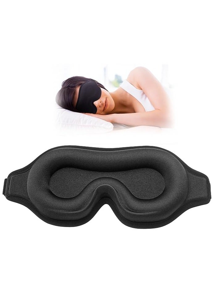 Sleep Mask for Side Sleeper, Upgraded 3D Contoured Cup Eye mask Blindfold for Man Women, Block Out Light, Eye mask with Adjustable Strap, Breathable & Soft for Sleeping, Yoga, Traveling (Black) - Image 1