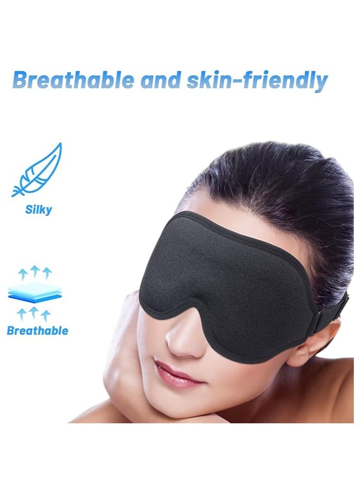 Sleep Mask for Side Sleeper, Upgraded 3D Contoured Cup Eye mask Blindfold for Man Women, Block Out Light, Eye mask with Adjustable Strap, Breathable & Soft for Sleeping, Yoga, Traveling (Black) - Image 2