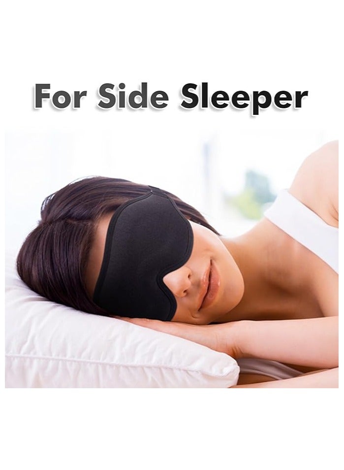 Sleep Mask for Side Sleeper, Upgraded 3D Contoured Cup Eye mask Blindfold for Man Women, Block Out Light, Eye mask with Adjustable Strap, Breathable & Soft for Sleeping, Yoga, Traveling (Black) - Image 3