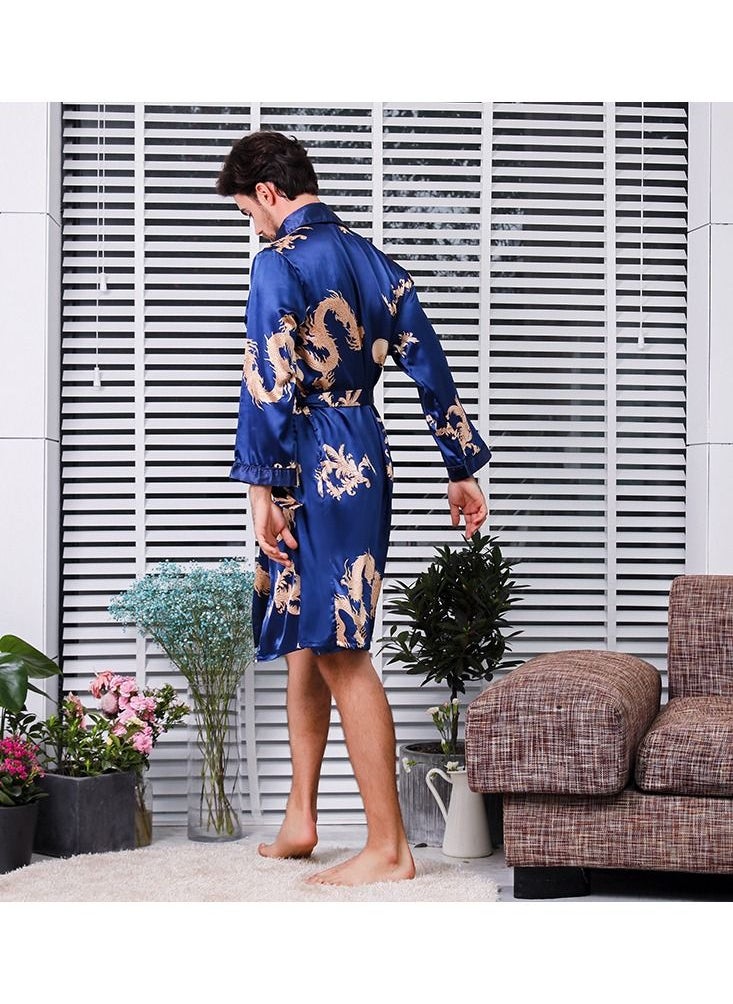Loquat - Printed Pyjama Robe Blue - Image 1