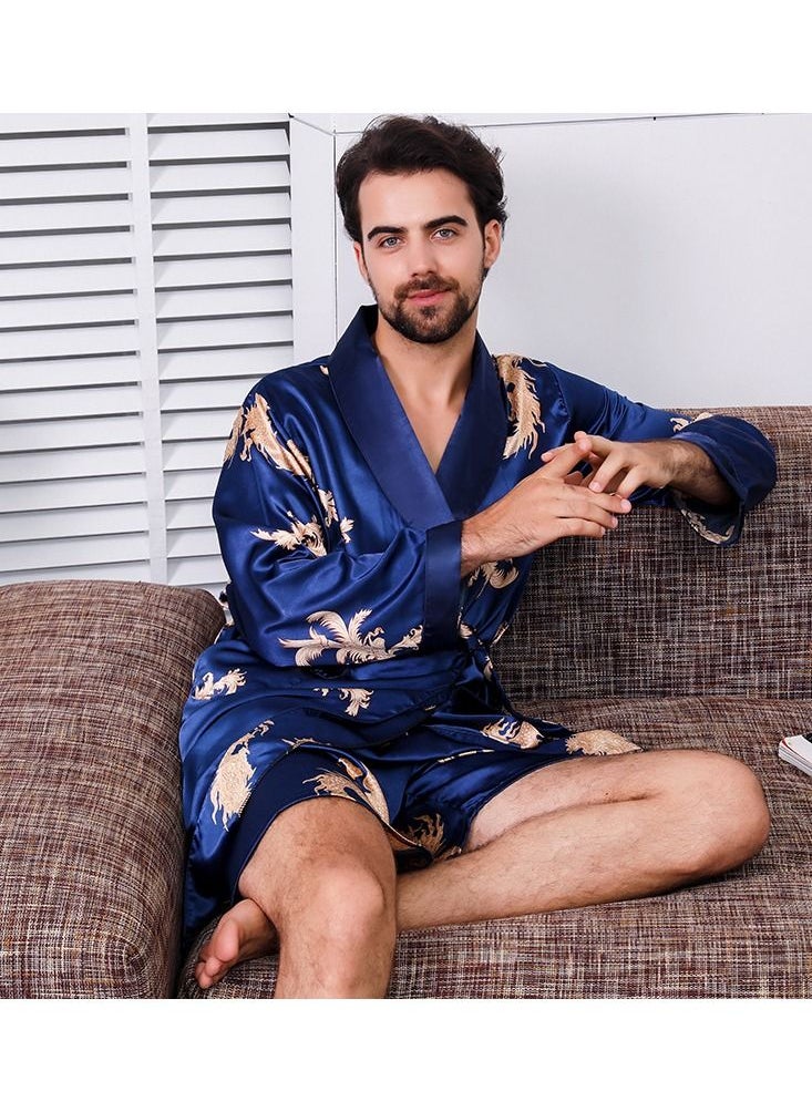 Loquat - Printed Pyjama Robe Blue - Image 1