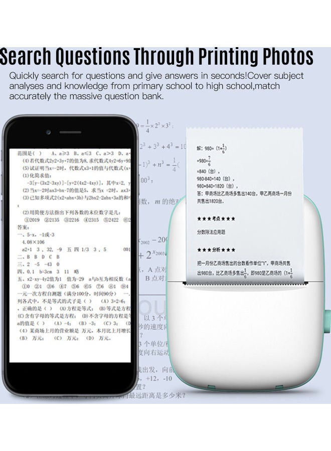 إسكدنيا طابعة جيب لاسلكية محمولة متعددة الوظائف أبيض/أخضر - Image 2