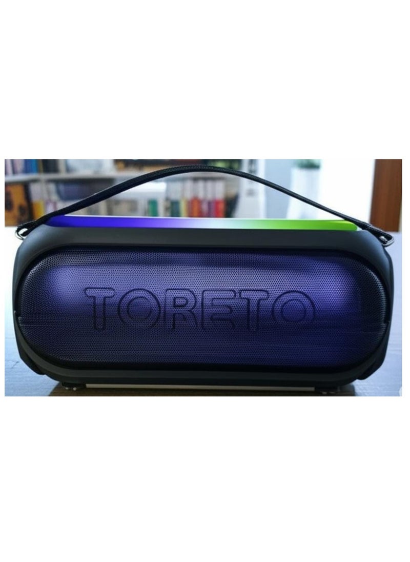 Toreto Party Dynamo Bluetooth Speaker, 50W, 8000mAh Battery, TWS, BT 5.3, Multi-Colour LED, USB/SD Card 