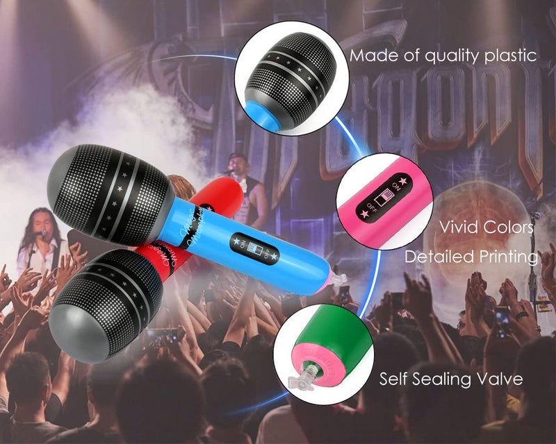 DS.DISTINCTIVE STYLE DS. DISTINCTIVE STYLE Inflatable Microphones 6 Pieces 10-Inch Blow up Microphones 80s 90s Party Favors Performace Photo Props Random Colors - Image 2