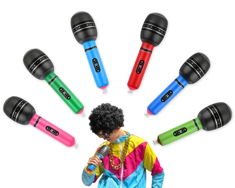 DS.DISTINCTIVE STYLE DS. DISTINCTIVE STYLE Inflatable Microphones 6 Pieces 10-Inch Blow up Microphones 80s 90s Party Favors Performace Photo Props Random Colors - Image 1