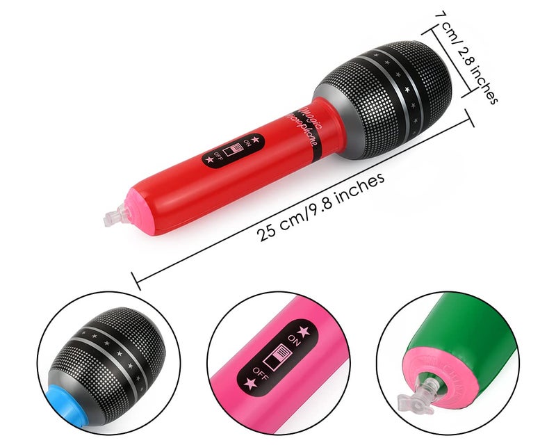 DS.DISTINCTIVE STYLE DS. DISTINCTIVE STYLE Inflatable Microphones 6 Pieces 10-Inch Blow up Microphones 80s 90s Party Favors Performace Photo Props Random Colors - Image 4