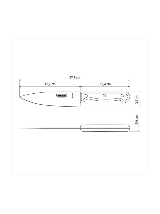 TRAMONTINA Ultracorte 6 Inches Chef Knife with Stainless Steel Blade and Black Polypropylene Handle - Image 3