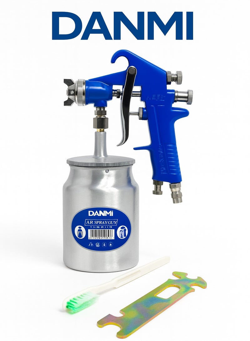 دانمي مسدس رش طلاء هوائي DANMI – موديل 800575 – خزان/علبة طلاء معدني سعة 500 مل – طقم كامل (مسدس + مفتاح متعدد + فرشاة تنظيف + كتيّب) – قبضة مريحة غير قابلة للانزلاق - Image 3