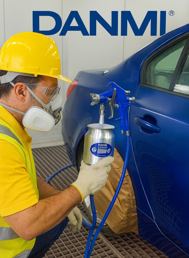 دانمي مسدس رش طلاء هوائي DANMI – موديل 800575 – خزان/علبة طلاء معدني سعة 500 مل – طقم كامل (مسدس + مفتاح متعدد + فرشاة تنظيف + كتيّب) – قبضة مريحة غير قابلة للانزلاق - Image 4