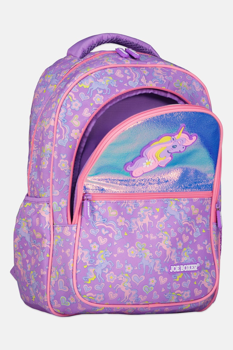 Joe Boxer Kids Girl Allover Print Backpack, Purple - Image 3