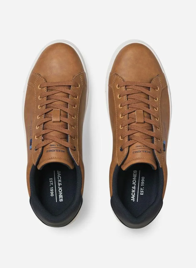JACK & JONES Jack & Jones Leather Logo Detail Lace Up Sneakers