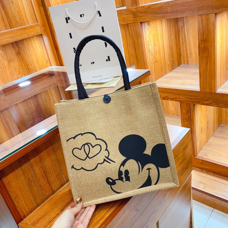 Retro Handbag Natural Linen Simple Shopping Bag Linen Jute Handbag Souvenir Zipper - Image 3