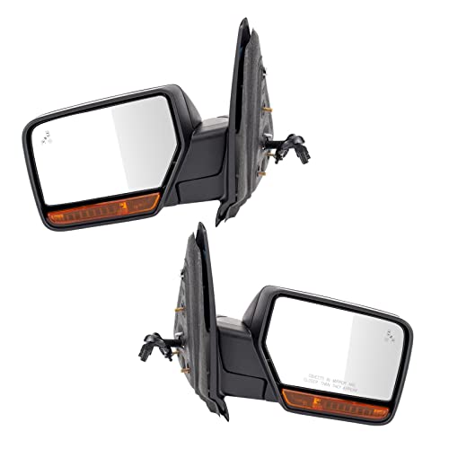 TRQ Power Folding Heated Memory Mirror Set with Blind Spot Puddle Light Textured Black Driver Passenger Side Compatible with 20152017 Ford Expedition FO1320505 FO1321505