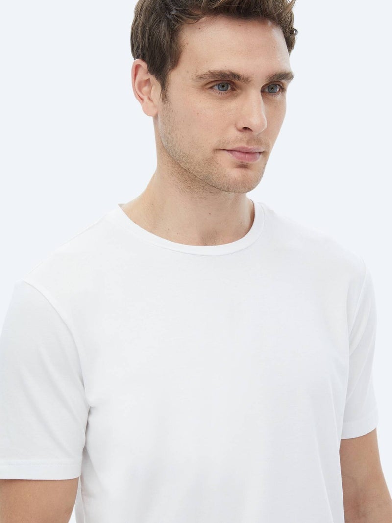 Kip White Crew Neck Cotton Blended T-Shirt - Image 3