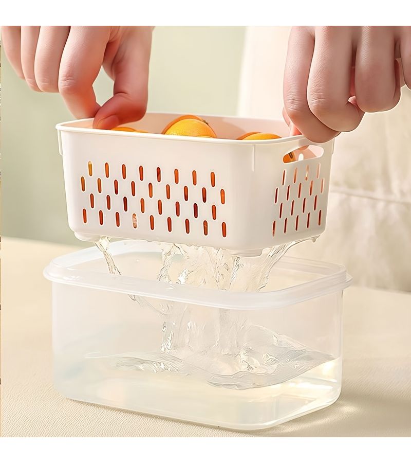 Gray 6pc Food Storage Set with 2 Containers Drain Baskets and Lids - Image 4