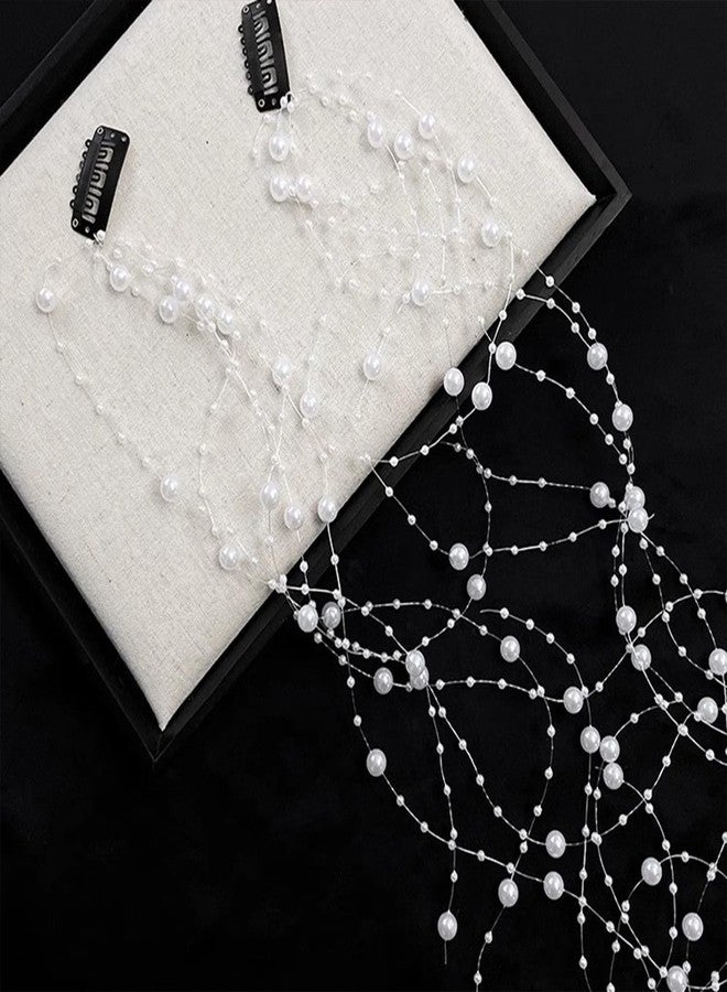 CHIROGRAPHY 2 PCS Pearl Tassel Hairpins for Women and Girls | Korean Style Streamline Hair Clips with BB Clip | Pearl Decorative Barrettes for Wedding, Party Holiday (White) - Image 5