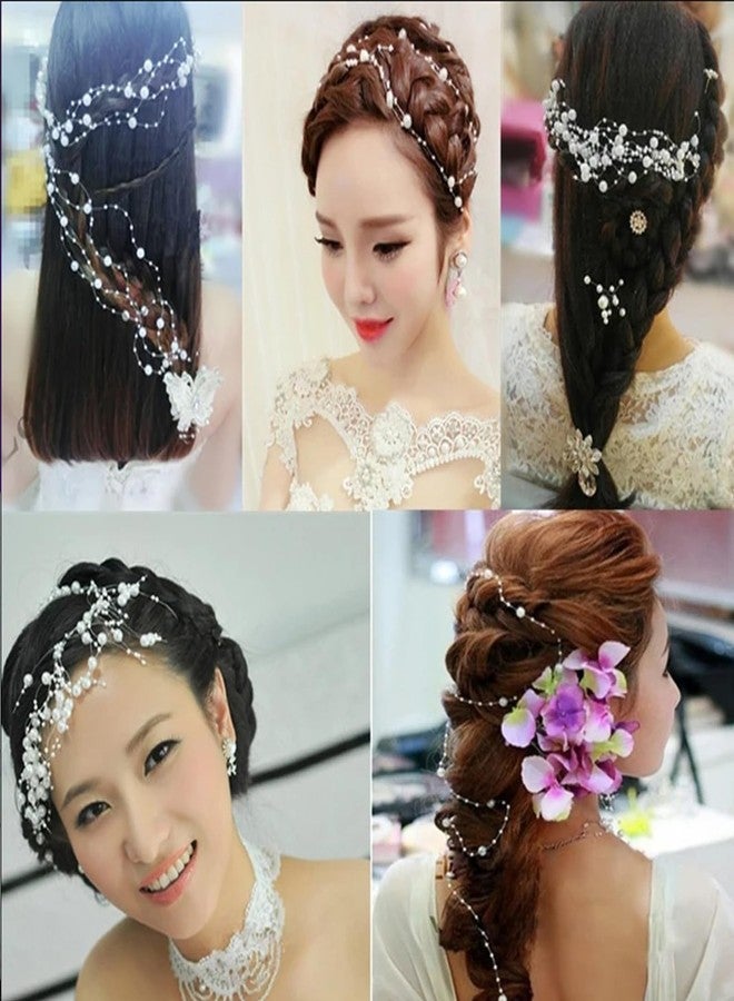 CHIROGRAPHY 2 PCS Pearl Tassel Hairpins for Women and Girls | Korean Style Streamline Hair Clips with BB Clip | Pearl Decorative Barrettes for Wedding, Party Holiday (White) - Image 3