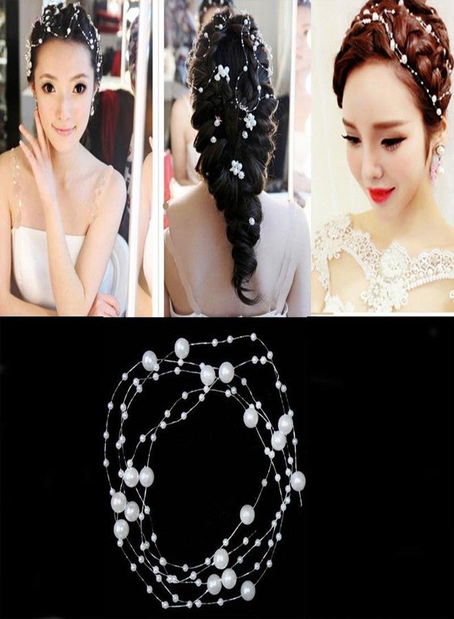 CHIROGRAPHY 2 PCS Pearl Tassel Hairpins for Women and Girls | Korean Style Streamline Hair Clips with BB Clip | Pearl Decorative Barrettes for Wedding, Party Holiday (White) - Image 4