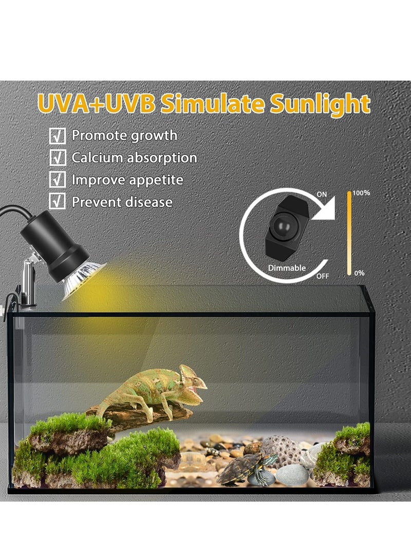 Tortoise Heat Lamp E27 Heat Lamp for Reptiles Basking Lamp with E27 Ceramic Bulb Holder and Dimmer Switch Includes 2 UVA UVB Bulbs 25W and 50W - Image 2
