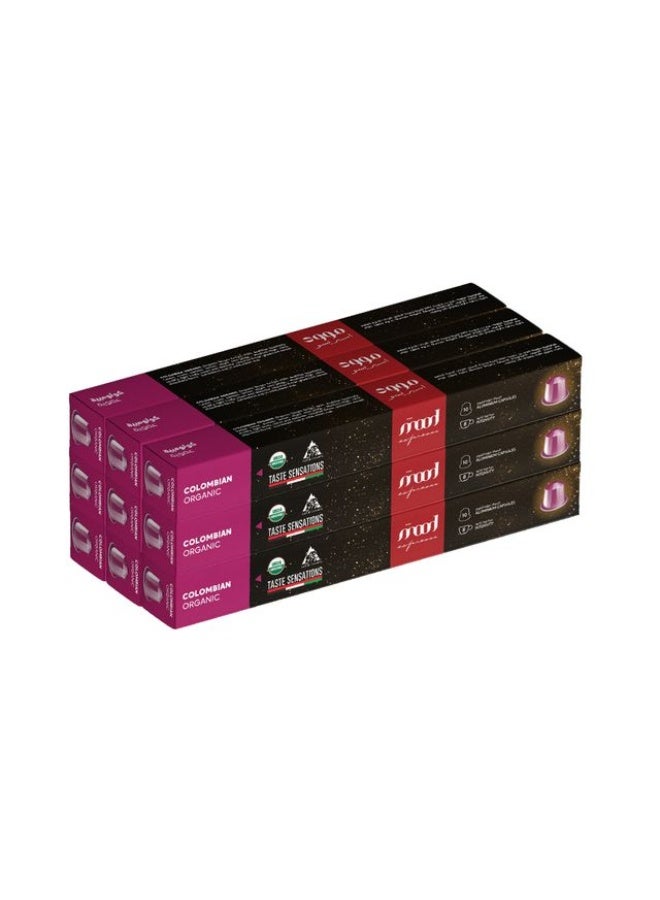 كبسولات ألومنيوم متوافقة مع نسبرسو - كولومبي عضوي، عبوة من 9 (90 كبسولة)