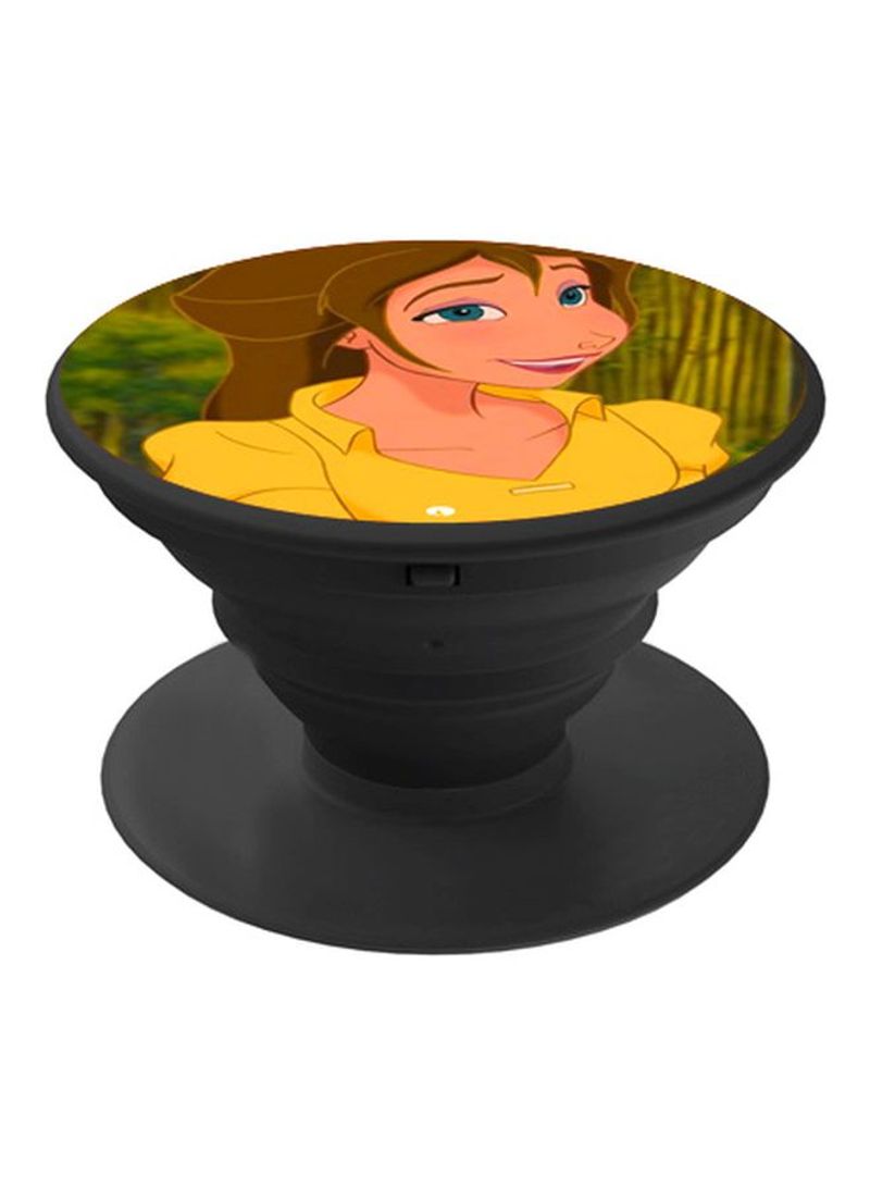 RKN Cartoon Printed Pop Socket Phone Holder Yellow/Brown/Black - Image 1