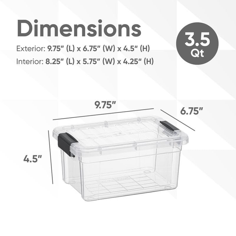 Superio Clear Plastic Storage Bin with Lid, 3.4 Qt, Non-Toxic, BPA Free, Odor Free, Organizer Storage Box, Stackable Plastic Tote for Home, Garage, School, and Office, X-Small - Image 2