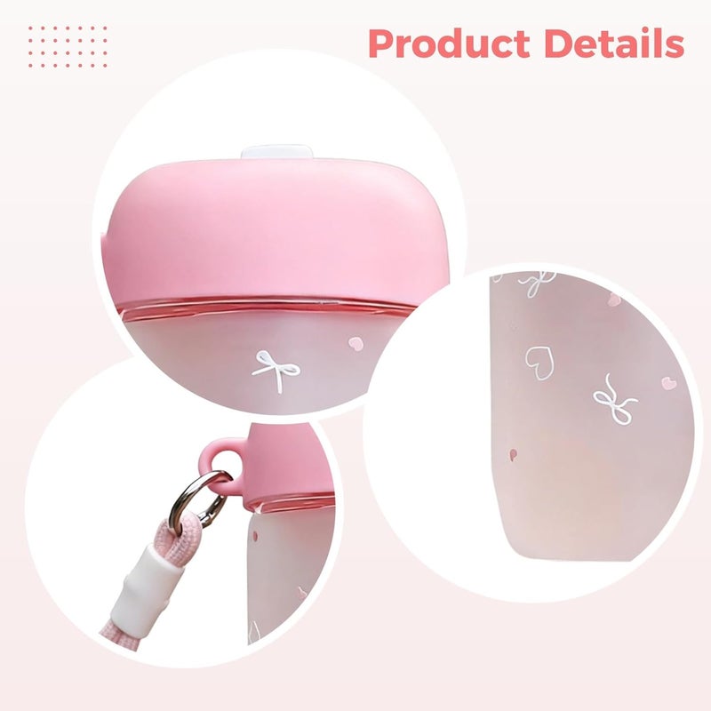 Water Bottle For Girls, Frosted Heat-Resistant Glass, Kawaii Aesthetic Design, Dual-Drink Lid With Straw, Stickers, 3.1 X 5.9 In (7.8 X 15 Cm) - Image 4