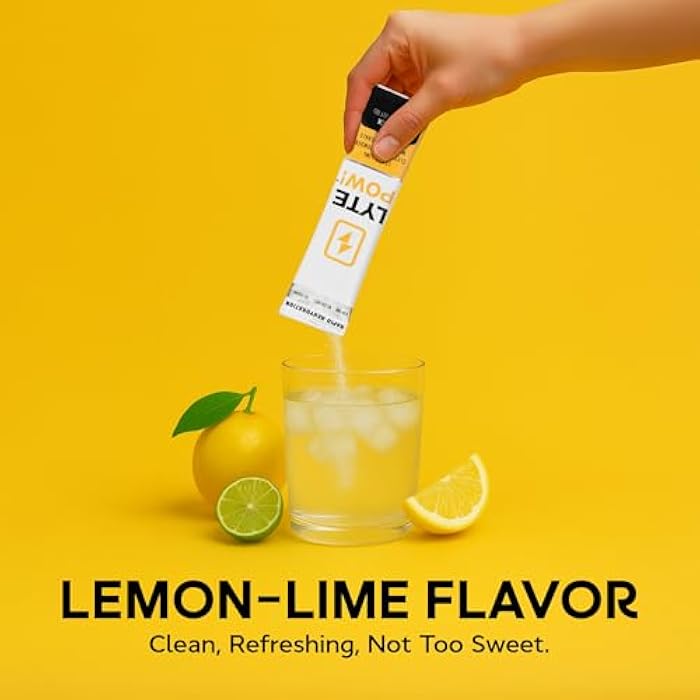 LyteLine LytePow Electrolytes Powder with Sea Minerals - Lemon-Lime Hydration Supplement - Non-GMO, No Calories, or Sugar - Delicious Keto Replenishment Drink Mix - Perfect for Exercising (16 Single Servings) - Image 4