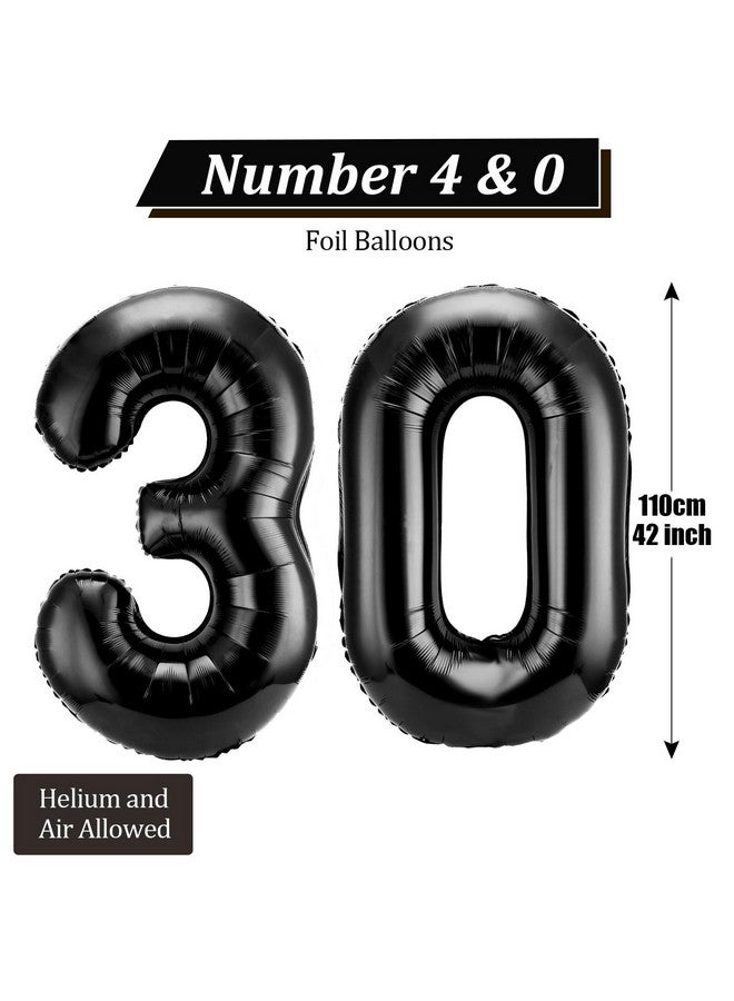 Gejoy 40 Inch Number 30 Balloons Jumbo 30 Foil Giant Number 30 Balloons for 30th Birthday Party Decorations and Rip to My 20s Anniversary Event(Black) - Image 2