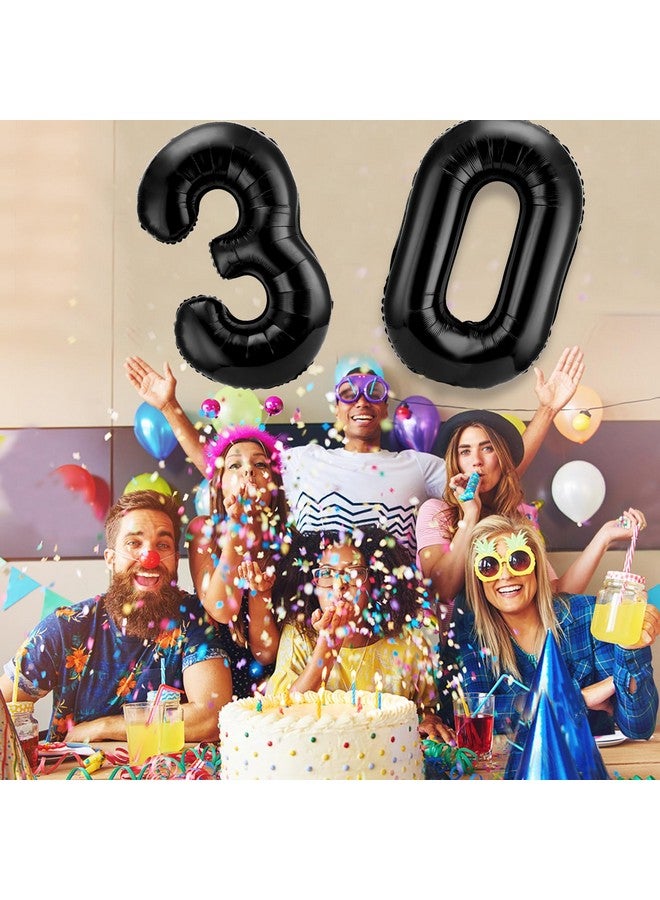 Gejoy 40 Inch Number 30 Balloons Jumbo 30 Foil Giant Number 30 Balloons for 30th Birthday Party Decorations and Rip to My 20s Anniversary Event(Black) - Image 5