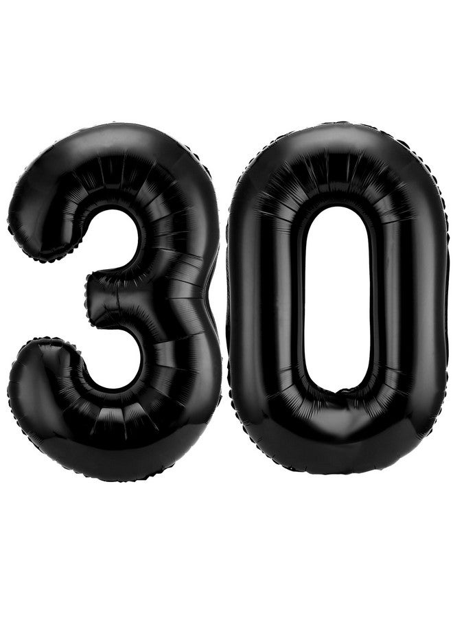 Gejoy 40 Inch Number 30 Balloons Jumbo 30 Foil Giant Number 30 Balloons for 30th Birthday Party Decorations and Rip to My 20s Anniversary Event(Black) - Image 1