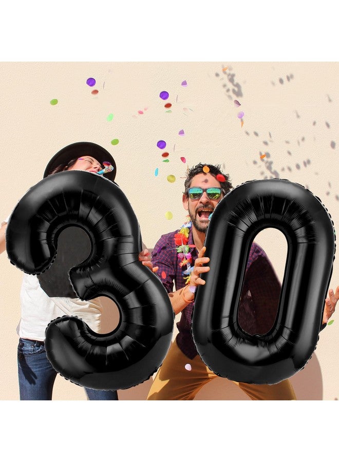 Gejoy 40 Inch Number 30 Balloons Jumbo 30 Foil Giant Number 30 Balloons for 30th Birthday Party Decorations and Rip to My 20s Anniversary Event(Black) - Image 3