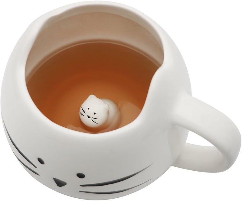 Koolkatkoo Cute Cat Coffee Mug for Cat Lovers Women Girls Ceramic Kitty Water Mugs 12 oz Small Cup White - Image 1