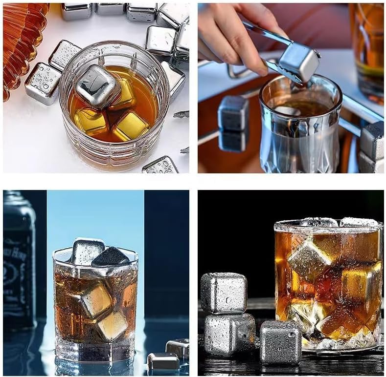 DHVAJ Exclusive Stainless Steel Whiskey Stones High Cooling technology Ice Cubes Chilling Rocks Reusable Wine Stone Durable Beer Drink Freezer Cooler Rock for Christmas and Birthday Gifts Set Of 8 - Image 5