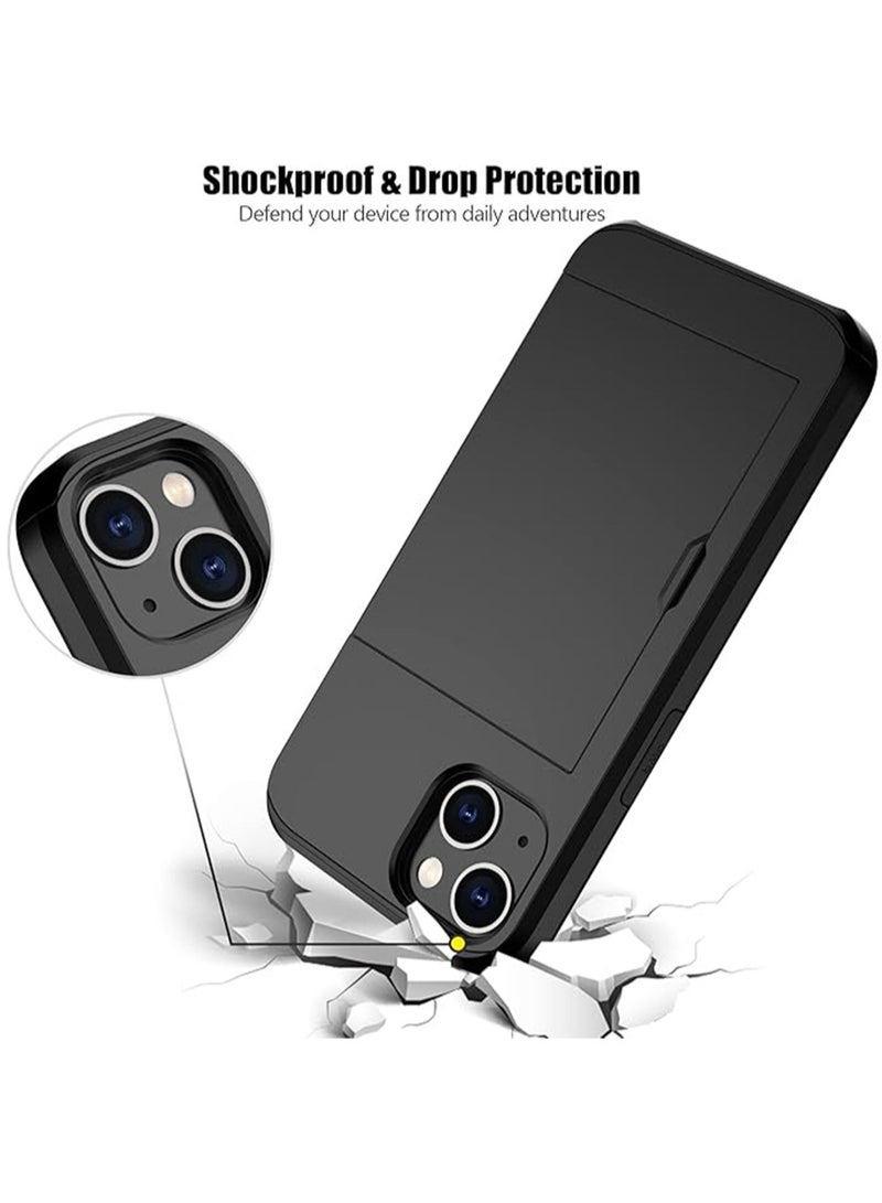 WRISTWISE غطاء حافظة لهاتف iPhone 14 Plus مع حامل بطاقات، طبقة مزدوجة متينة واقية مقاومة للصدمات، فتحة بطاقة مخفية، غطاء محفظة رفيع لهاتف iPhone 14 Plus للنساء والرجال (أسود) - Image 5