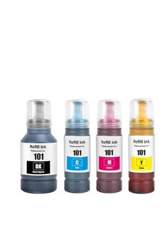 101 EcoTank Ink Bottle for Epson for 101 EcoTank 4-Pack, Black Cyan Magenta Yellow Ink for Printer Refill for L4150 L4160 L6160 L6170 L6176 L6190 L14150 Printer(4-Color)