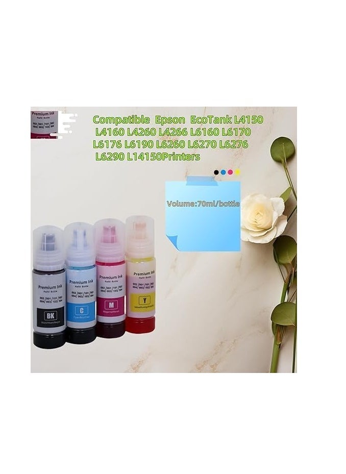 Terabyte - 101 EcoTank Ink Bottle for Epson for 101 EcoTank 4-Pack, Black Cyan Magenta Yellow Ink for Printer Refill for L4150 L4160 L6160 L6170 L6176 L6190 L14150 Printer(4-Color) - Image 1