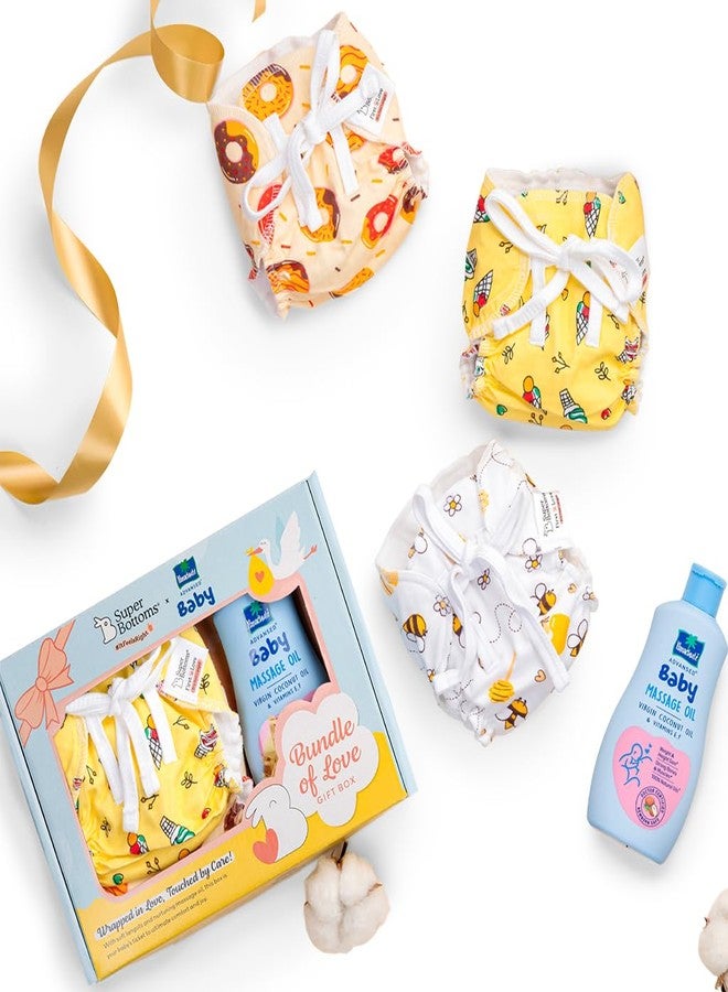 SuperBottoms Pure Love Combo with Baby Massage Oil & SuperBottoms Dry Feel Baby langot l Gentle & Safe l Newborn Combo l Natural l Ideal for Gifting - Large - Image 1