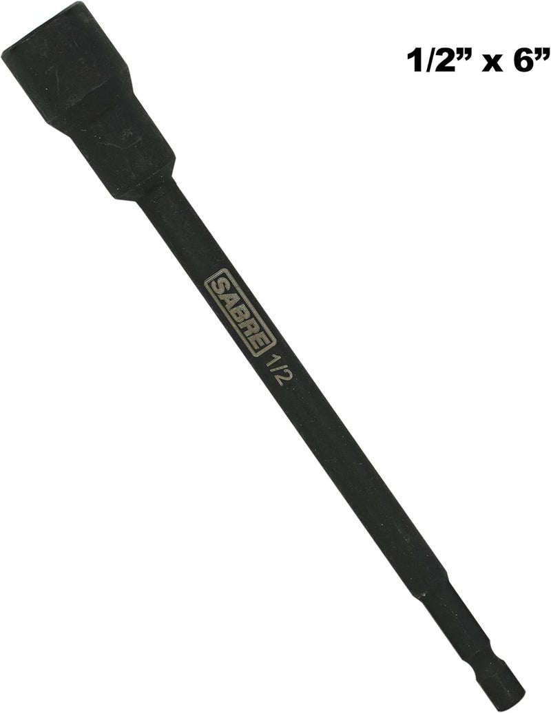 Sabre Tools 1/2 Inch Impact Magnetic Nut Driver – 6 Inch Length, 1/4 Inch Hex Shank, Magnetic Socket Tip (1/2” SAE) - Image 2