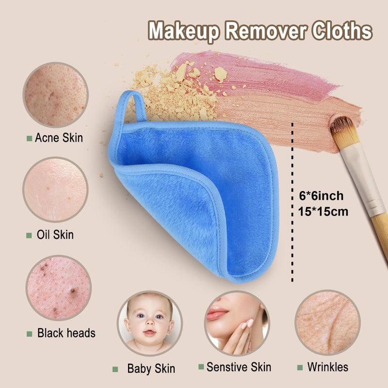 KODAMO Makeup Remover Cloth, 6 inch x 6 inch Reusable Makeup Remover Pads Washable Travel Bag, Microfiber Makeup Removal Face Wash Cloths with Just Water, Gentle Soft, 12 Pack - Image 2
