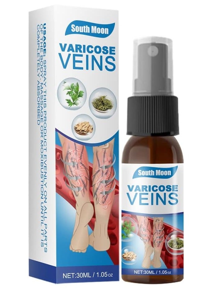 SOUTH MOON Varicose Vein Spray Vein Massage Smoothing Blood Vessels Treat varicose veins Repair Veins 30ml Relief of varicose veins Smoothes Raised Blood Vessels Earthworm Legs Leg Massage Spray - Image 1