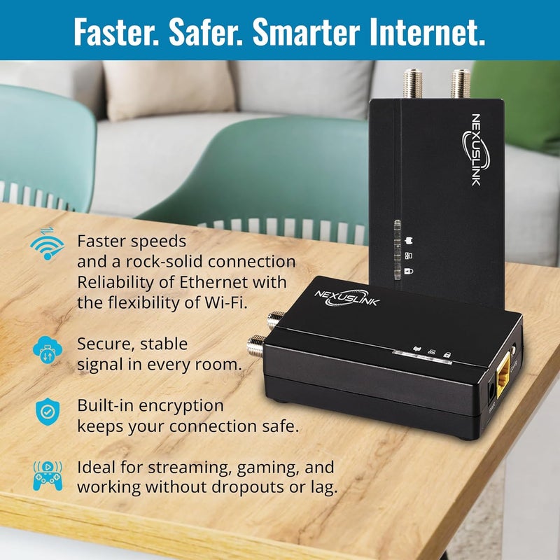 NEXUSLINK G.hn Ethernet Over Coax Adapter Kit - 1.2Gbps Network for Unused/Dark Coax - Secure Wired Connection for Gaming & Streaming - Easy Setup - Not for Cable TV/Internet - 2 Units (GCA-1200-KIT) - Image 5