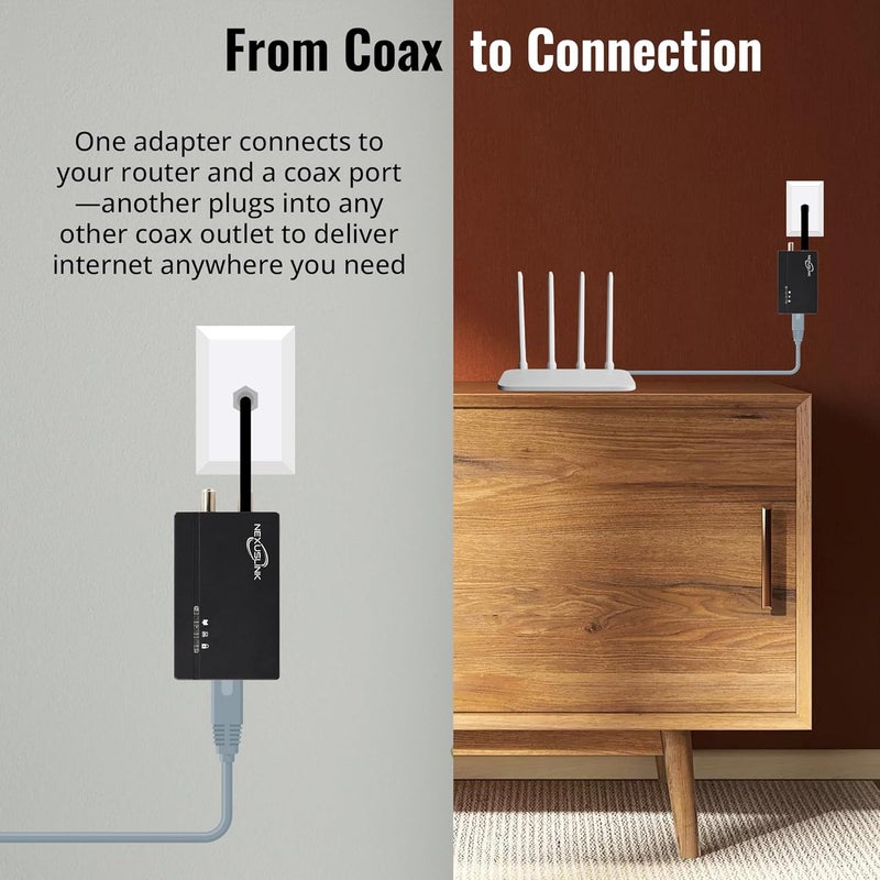 NEXUSLINK G.hn Ethernet Over Coax Adapter Kit - 1.2Gbps Network for Unused/Dark Coax - Secure Wired Connection for Gaming & Streaming - Easy Setup - Not for Cable TV/Internet - 2 Units (GCA-1200-KIT) - Image 3